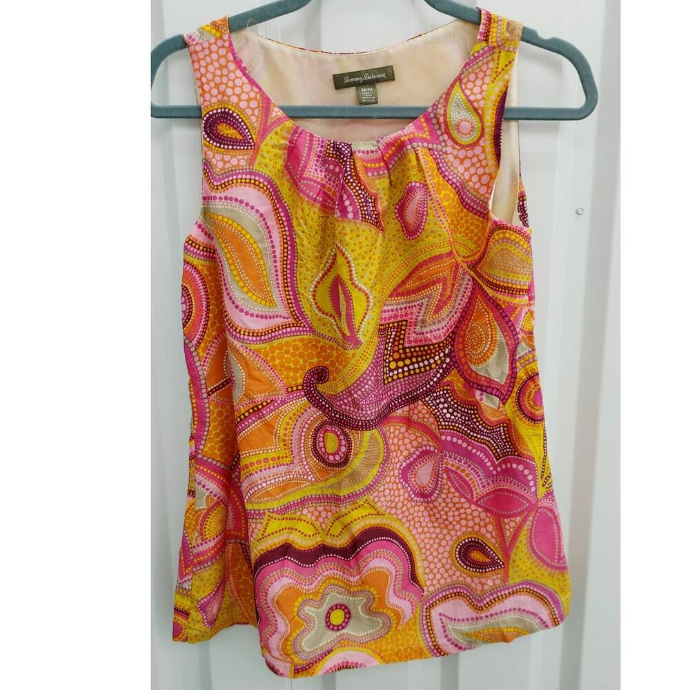 Tommy Bahama Top Sleeveless Silk Blend Medium Retro Psychedelic